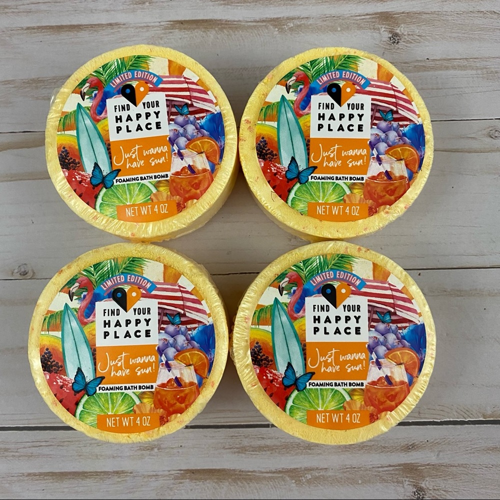 4X Find Your Happy Place Foaming Bath Bomb Just Want To Have Sun Citrus Mango